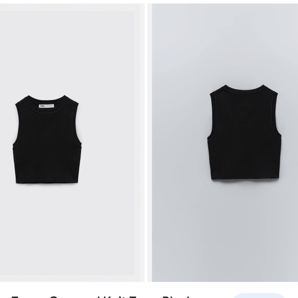 ZARA Black Sleeveless Cropped Tank - M